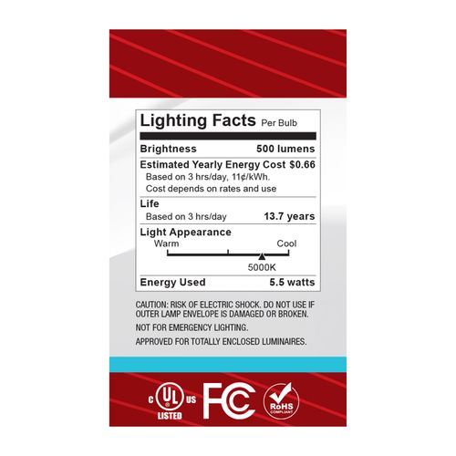 Main product image of 5.5W G16.5 LED, Medium Base, Clear, 5000K CCT, 120V (6 Pack)