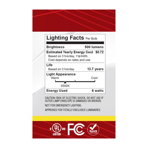 Main product image of 6W G25 LED, Medium Base, White Finish, 3500K CCT, 120V (6 Pack)