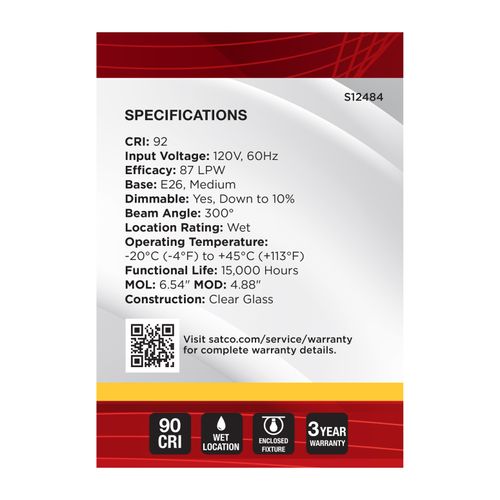 Main product image of 4W G40 LED, Medium Base, Clear, 3000K CCT, 120V (6 Pack)