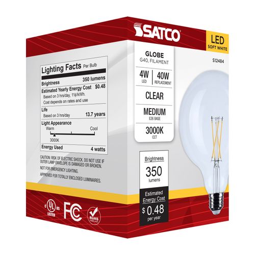 Main product image of 4W G40 LED, Medium Base, Clear, 3000K CCT, 120V (6 Pack)