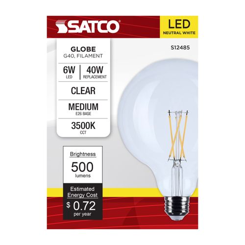 Main product image of 6W G40 LED, Medium Base, Clear, 3500K CCT, 120V (6 Pack)