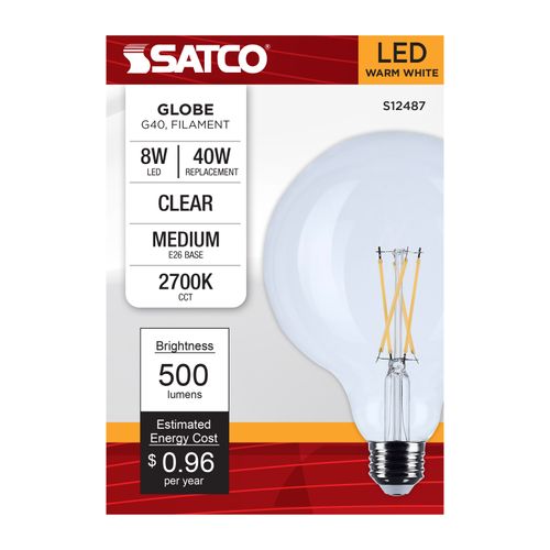 Main product image of 8W G40 LED, Medium Base, Clear, 2700K CCT, 120V (6 Pack)
