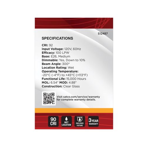 Main product image of 8W G40 LED, Medium Base, Clear, 2700K CCT, 120V (6 Pack)
