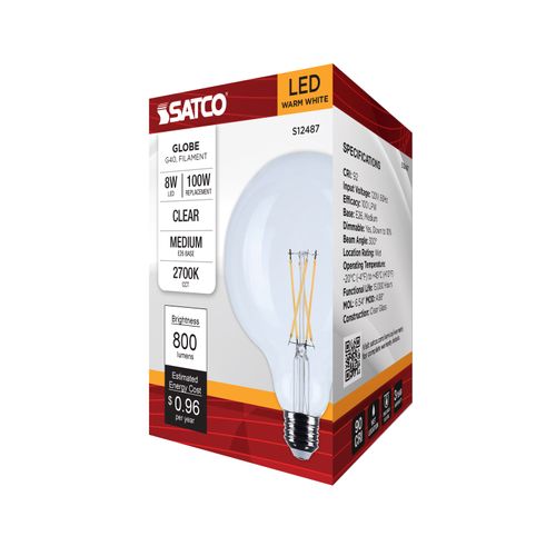 Main product image of 8W G40 LED, Medium Base, Clear, 2700K CCT, 120V (6 Pack)