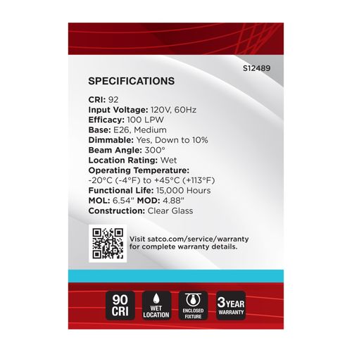 Main product image of 8W G40 LED, Medium Base, Clear, 5000K CCT, 120V (6 Pack)