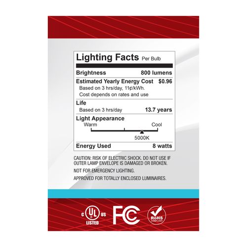 Main product image of 8W G40 LED, Medium Base, Clear, 5000K CCT, 120V (6 Pack)