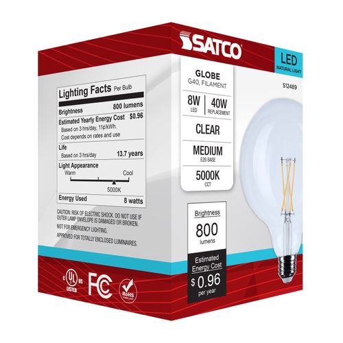 Main product image of 8W G40 LED, Medium Base, Clear, 5000K CCT, 120V (6 Pack)