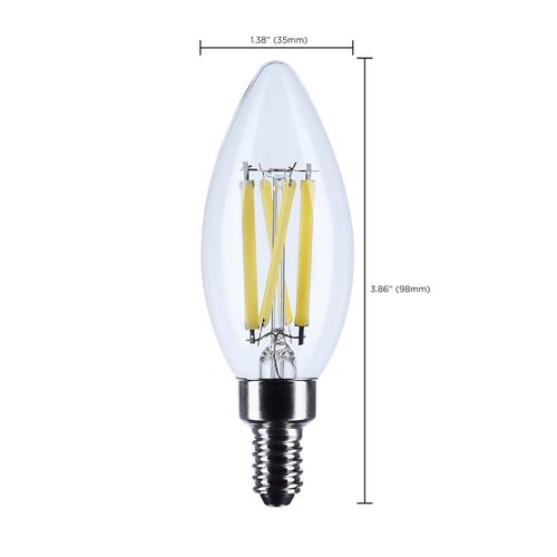 Main product image of 8W B11 LED, Candelabra Base, Candle-Tip, Clear, 3500K CCT, 120V (6 Pack)