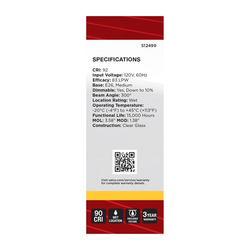 Main product image of 3W B11 LED, Medium Base, Clear, 3000K CCT, 120V (6 Pack)