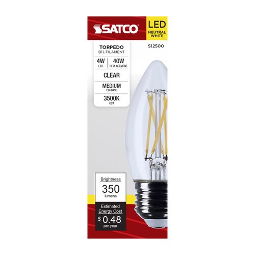 Main product image of 4W B11 LED, Medium Base, Clear, 3500K CCT, 120V (6 Pack)