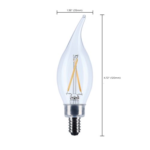 Main product image of 3W CA10 LED, Candelabra Base, Clear, 3000K CCT, 120V (6 Pack)