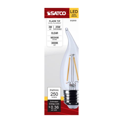 Main product image of 3W CA10 LED, Medium Base, Clear, 3000K CCT, 120V (6 Pack)