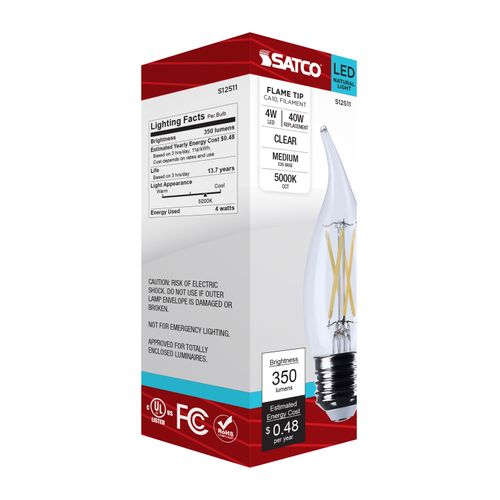 Main product image of 4W CA10 LED, Medium Base, Clear, 5000K CCT, 120V (6 Pack)