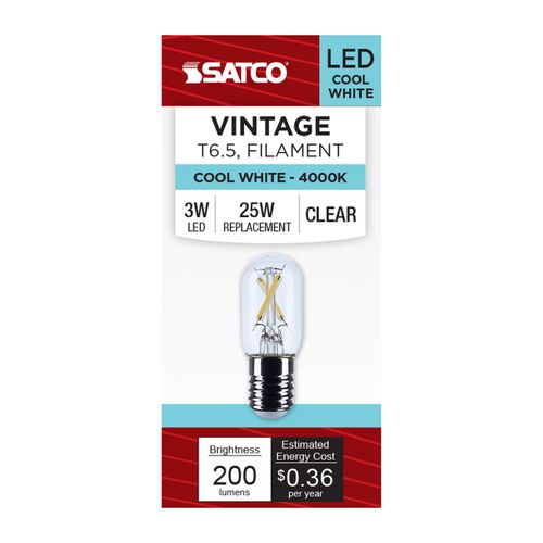 Main product image of 3W T6.5 LED, Intermediate Base, Clear, 4000K CCT, 120V (6 Pack)