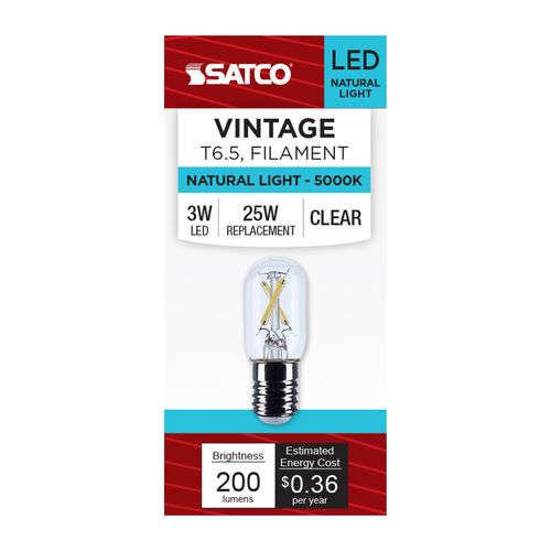 Main product image of 3W T6.5 LED, Intermediate Base, Clear, 5000K CCT, 120V (6 Pack)