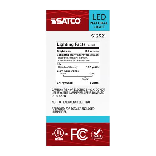 Main product image of 3W T6.5 LED, Intermediate Base, Clear, 5000K CCT, 120V (6 Pack)