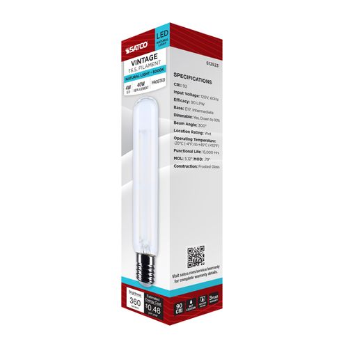 Main product image of 4W T6.5 LED, Intermediate Base, Frost Finish, 5000K CCT, 120V (6 Pack)
