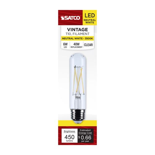 Main product image of 5.5W T10 LED, Medium Base, Clear, 3500K CCT, 120V (6 Pack)