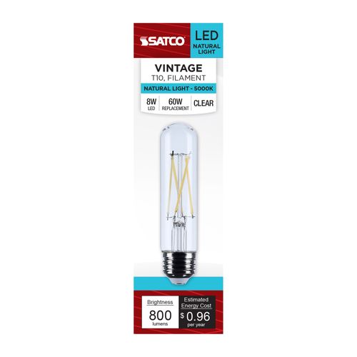 Main product image of 8W T10 LED, Medium Base, Clear, 5000K CCT, 120V (6 Pack)