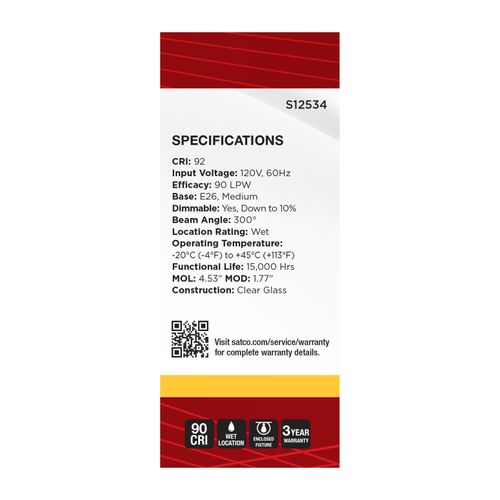 Main product image of 5.5W T14 LED, Medium Base, Clear, 3000K CCT, 120V (6 Pack)