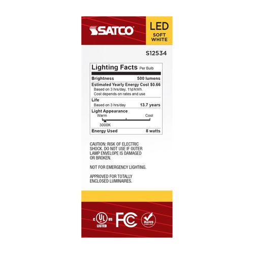 Main product image of 5.5W T14 LED, Medium Base, Clear, 3000K CCT, 120V (6 Pack)