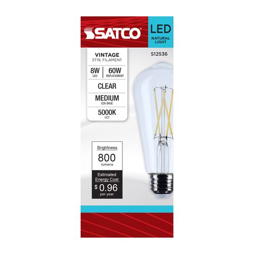 Main product image of 8W ST19 LED, Medium Base, Clear, 5000K CCT, 120V (6 Pack)