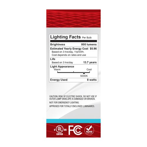 Main product image of 8W ST19 LED, Medium Base, Clear, 5000K CCT, 120V (6 Pack)