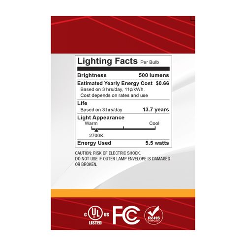 Main product image of 5.5W G25 LED, Medium Base, 2700K CCT, Gold Crown, 60W Replacement (6 Pack)