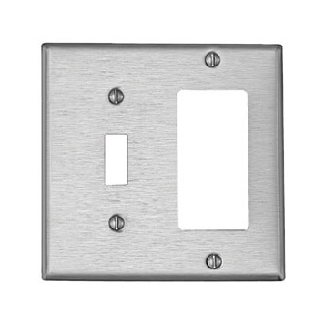 Main product image of 2-Gang Electrical Wall Plate, Combo, Toggle/Decora (430 Stainless Steel)