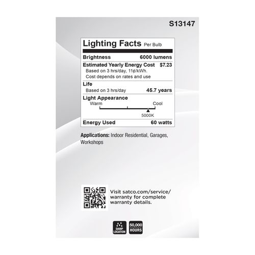 Main product image of 60W LED Multi-Beam Utility/Garage Lamp, 5000K Natural Light, White Finish, 120V