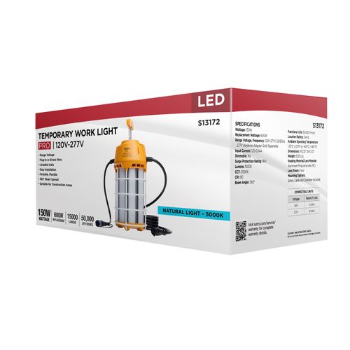 Main product image of 150W LED Hi-Pro Temp Work Light, 5000K, Corncob Shape, 80 CRI, Orange Finish