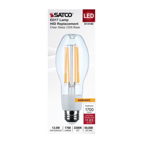 Main product image of 13.5W LED HID Replacement, ED17, 2200K, Medium Base, Clear, 120-277V