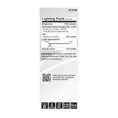 Main product image of 13.5W LED HID Replacement, ED17, 2200K, Medium Base, Clear, 120-277V