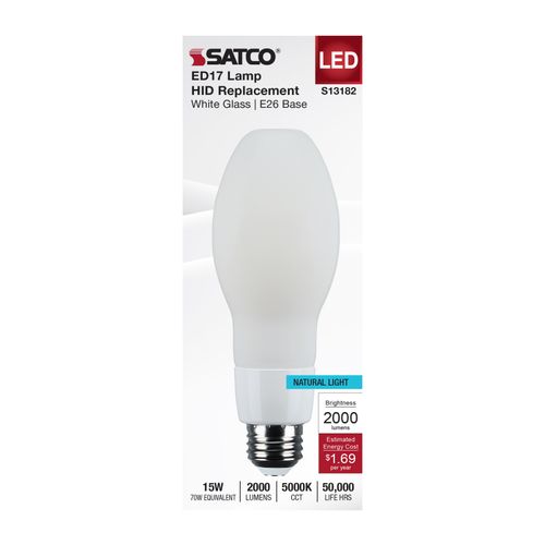 Main product image of 15W LED HID Replacement, ED17, 5000K, Medium Base, White, 120-277V
