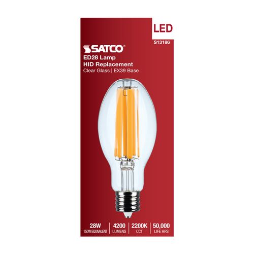 Main product image of 28W LED HID Replacement, ED28, 2200K, Extended Mogul Base, Clear, 120-277V