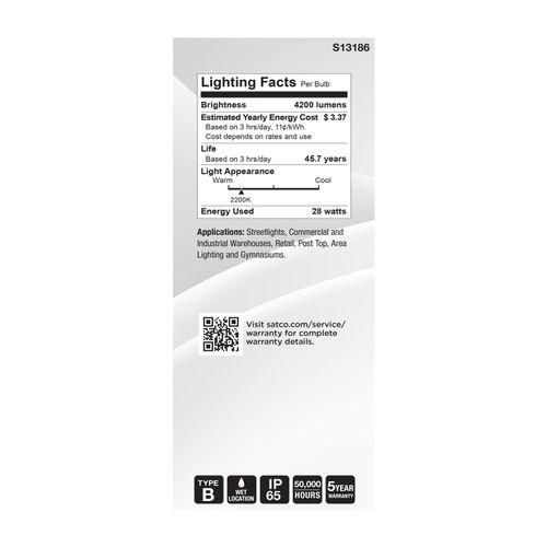 Main product image of 28W LED HID Replacement, ED28, 2200K, Extended Mogul Base, Clear, 120-277V
