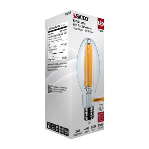 Main product image of 28W LED HID Replacement, ED28, 2200K, Extended Mogul Base, Clear, 120-277V