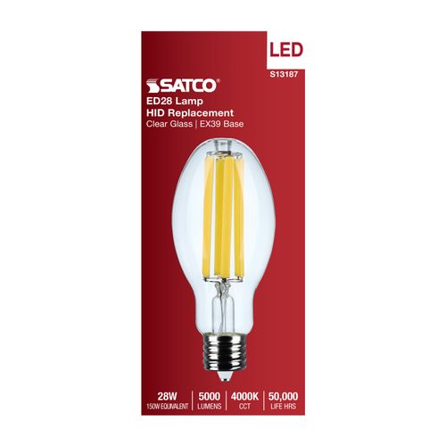 Main product image of 28W LED HID Replacement, ED28, 4000K, Extended Mogul Base, Clear, 120-277V