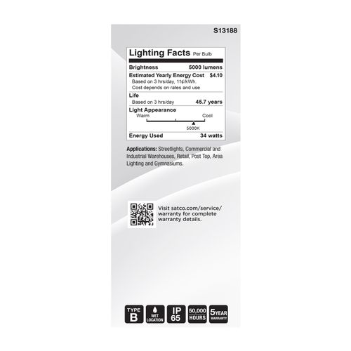 Main product image of 34W LED HID Replacement, ED28, 5000K, Extended Mogul Base, White, 120-277V