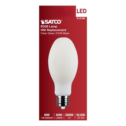 Main product image of 40W LED HID Replacement, ED28, 5000K, Extended Mogul Base, White, 120-277V