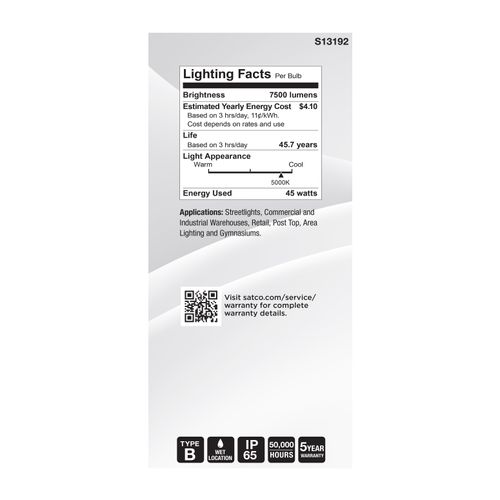 Main product image of 45W LED HID Replacement, ED37, 5000K, Extended Mogul Base, White, 120-277V