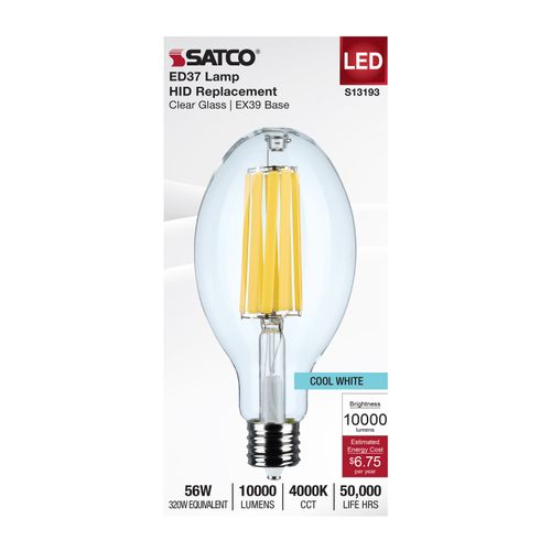 Main product image of 56W LED HID Replacement, ED37, 4000K, Extended Mogul Base, Clear, 120-277V
