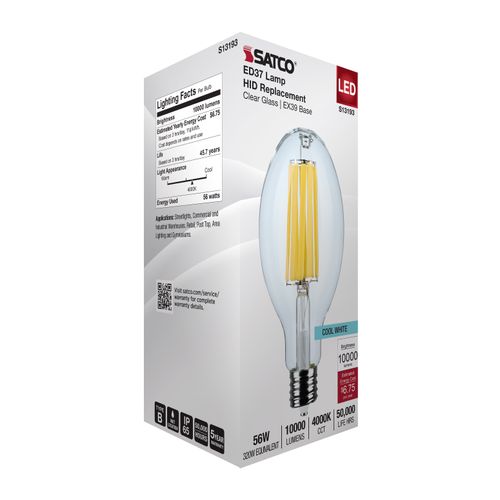Main product image of 56W LED HID Replacement, ED37, 4000K, Extended Mogul Base, Clear, 120-277V