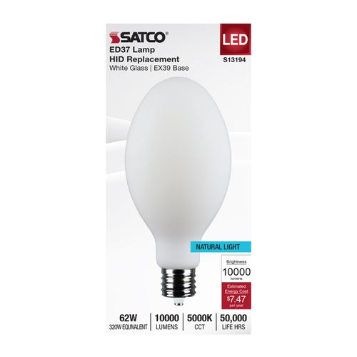 Main product image of 62W LED HID Replacement, ED37, 5000K, Extended Mogul Base, White, 120-277V
