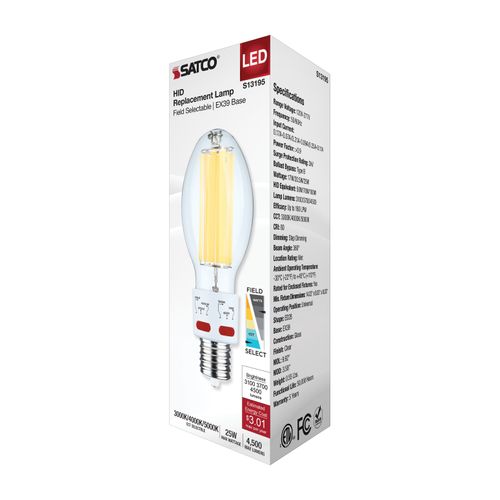 Main product image of 17/20.5/25Wage Selectable LED HID Replacement, ED28, 3000K/4000K/5000K CCT Selectable, Mogul Extended Base, Clear, 120-277V