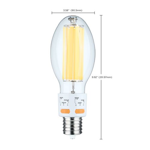 Main product image of 17/20.5/25Wage Selectable LED HID Replacement, ED28, 3000K/4000K/5000K CCT Selectable, Mogul Extended Base, Clear, 120-277V