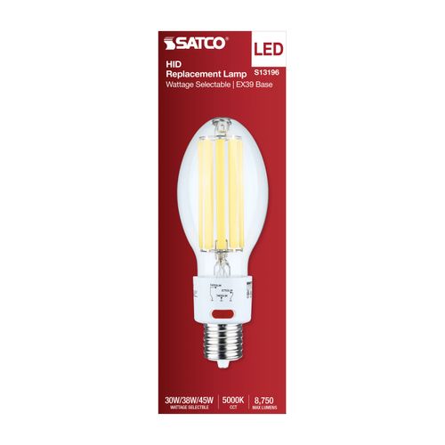 Main product image of 30/38/45Wage Selectable LED HID Replacement, ED28, 5000K, Mogul Extended Base, Clear, 120-277V
