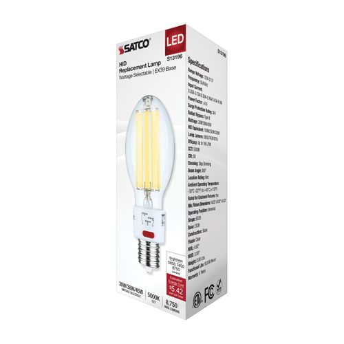 Main product image of 30/38/45Wage Selectable LED HID Replacement, ED28, 5000K, Mogul Extended Base, Clear, 120-277V