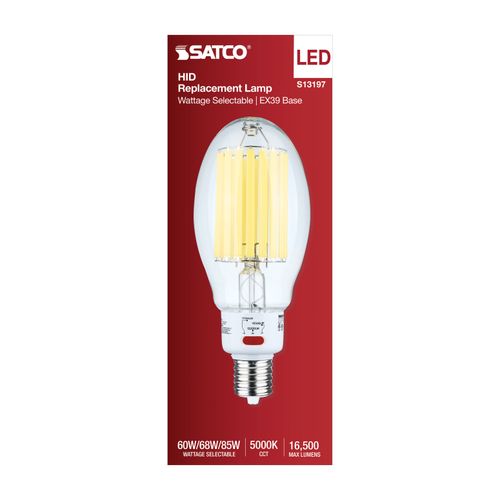 Main product image of 60/68/85Wage Selectable LED HID Replacement, ED37, 5000K, Mogul Extended Base, Clear, 120-277V