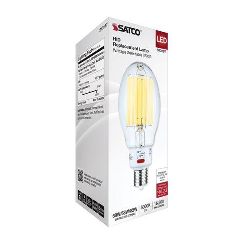 Main product image of 60/68/85Wage Selectable LED HID Replacement, ED37, 5000K, Mogul Extended Base, Clear, 120-277V